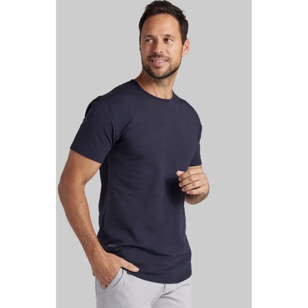NWT Bylt Premium Basics Drop Cut Lux Navy Shirt Mens 2XL Short Sleeves